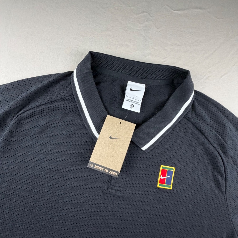 Nike Court Dri-FIT Heritage Tennis Polo Shirt Mens Large Black FD2101-010 0275